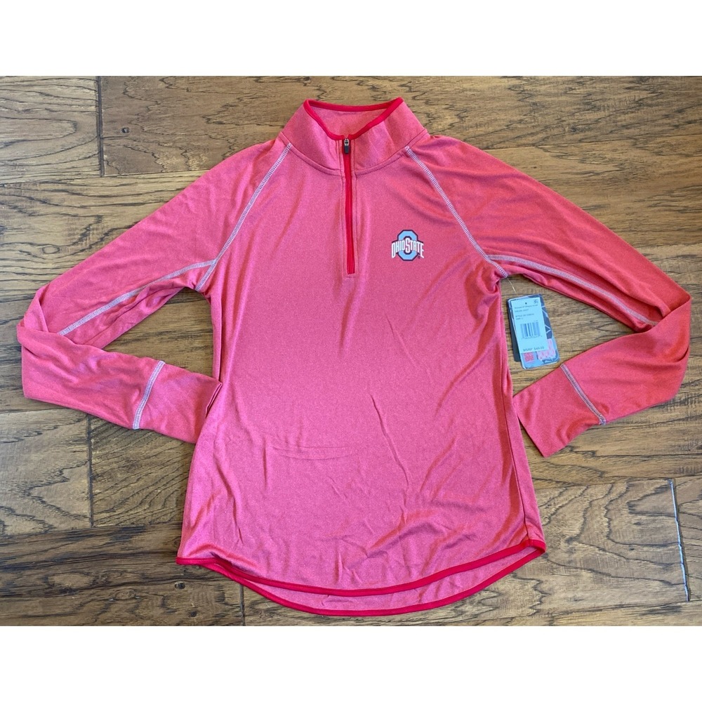 Women's Large Quarter Zip Lightweight Jacket Ohio State w/ Thumb Slots MSRP $50